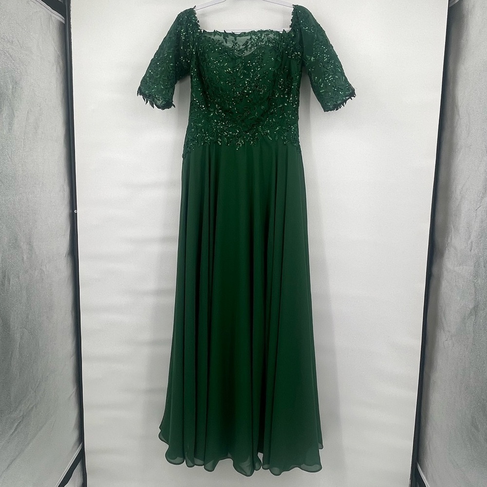 Missacc nwt green lace top formal flowy skirt dress